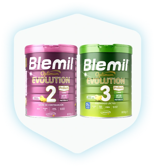 Dos latas de 800g de Blemil Optimum Evolution 2 y Blemil Optimum Evolution 3